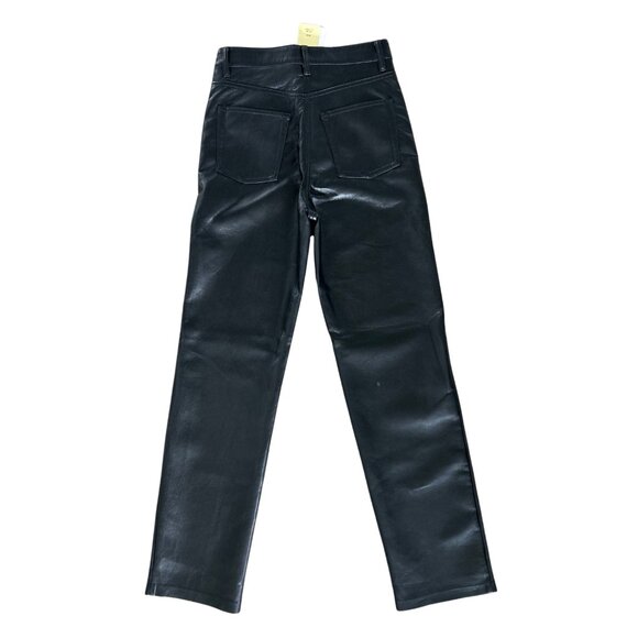 Aritzia Wilfred Melina Black Faux Leather Black Straight Leg High Waist 0 - Picture 2 of 7